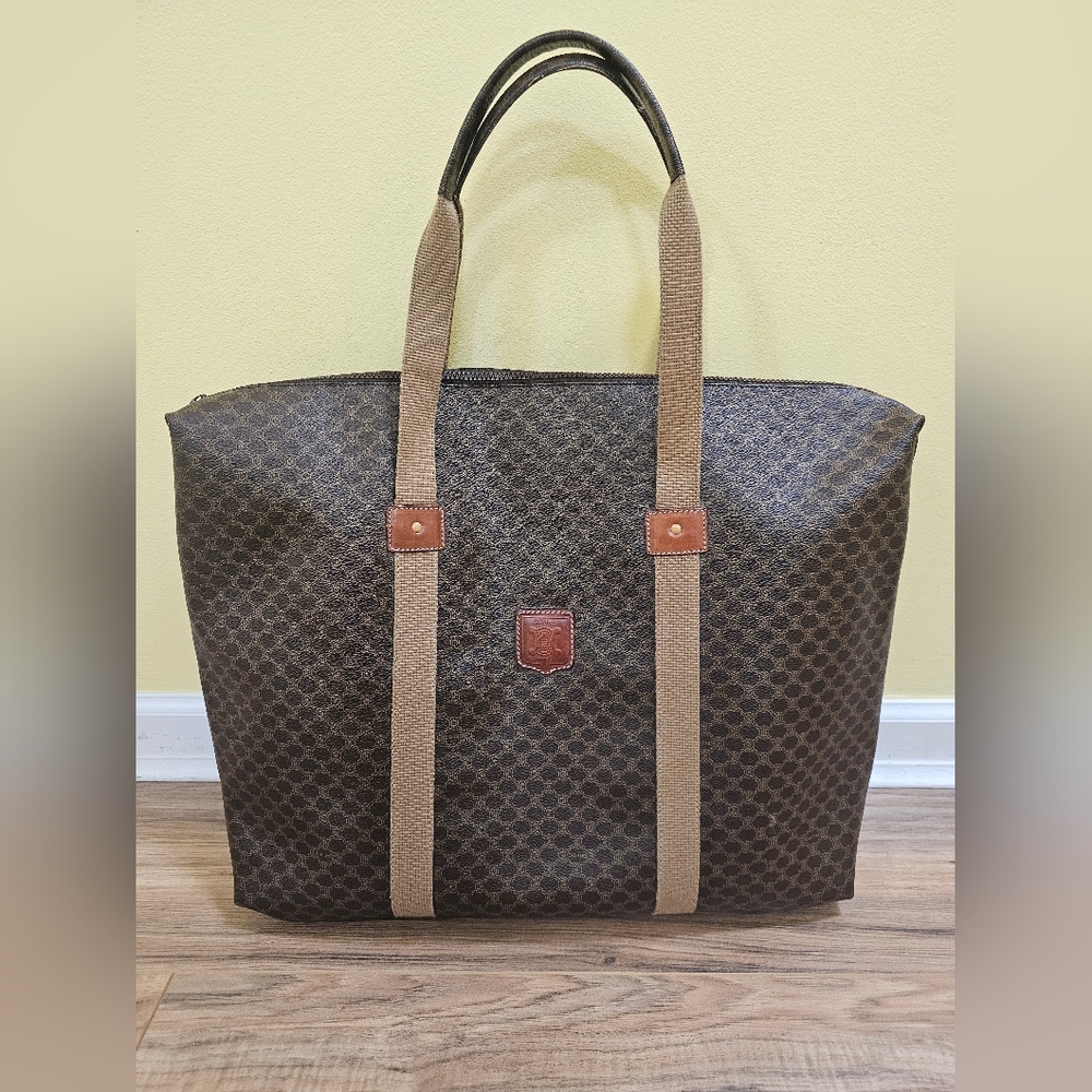 Authentic Celine Macadam Pattern Pvc Leather Brow… - image 1